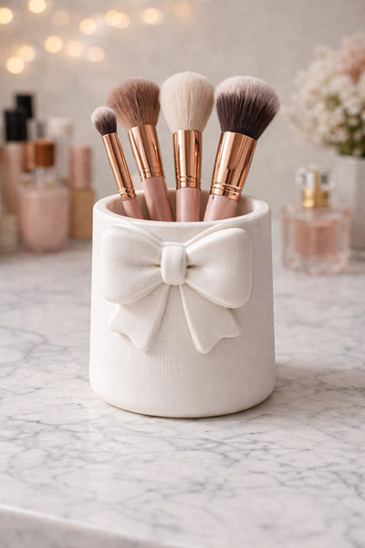 lysiaaccessory Bowknot Makeup Brush Organizer – Decorative Desktop Organizer ...