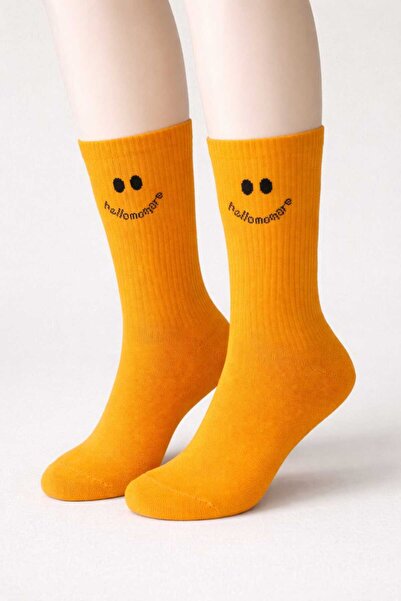 Ducks 3 Çift Smile Desenli Beyaz Soket Çorap Renkli Unisex Kolej Çoraplar