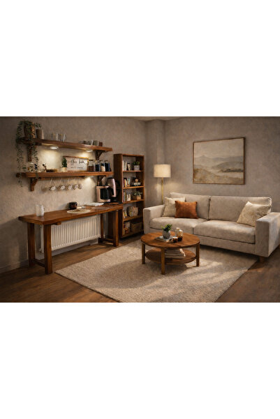 PREMIUM HOME DEKOR 60 x 120 + 2 RAF DOĞAL AHŞAP BAR/KAHVE KÖŞESİ (HER EBAT VE...