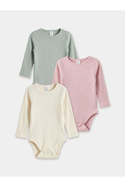 LC Waikiki Meral Collection Pink Long Sleeve Baby Girl Snap Fastener Bodysuit...