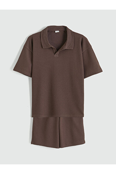 LC Waikiki Meral Collection Brown Polo Collar Boys' T-Shirt and Shorts