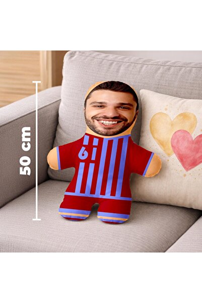 Kişiye Özel Fotoğraflı Bordo Mavi Taraftar Peluş Oyuncak - 50cm