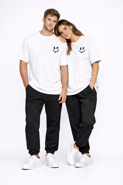 NEVERMIND Tricou pentru cuplu, oversize, unisex, set de 2 piese