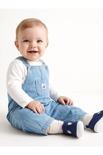 LC Waikiki Meral Collection İndigo Erkek Bebek Jean Salopet ve Tişört