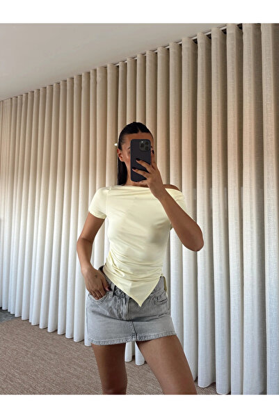 myd Scuba Asimetrik Bluz - Sarı