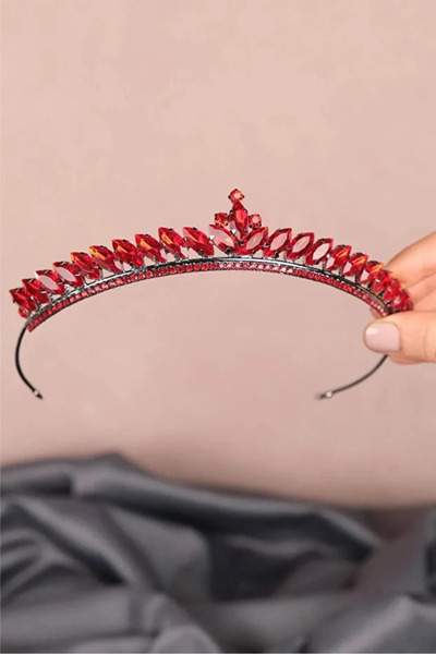 QL ACCESSORY Coroană de nuntă și logodnă din sticlă și piatră, model prințesă...