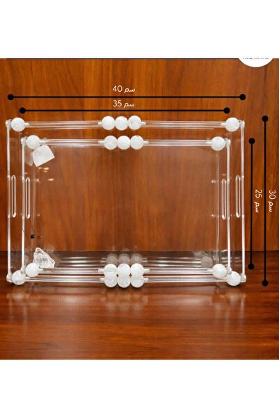 AL-GANNAS Acrylic serving tray set (2 pieces) with chrome metal rollers.
