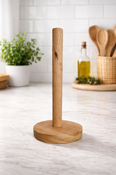 AKBALTA Natural Solid Wood Roll Napkin Holder