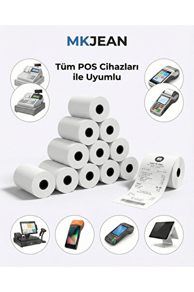 MKJEAN Pos 56x14 Termal Pos Kağıdı Rulosu 500 adet li Rulo - Tüm Pos Cihazlar...