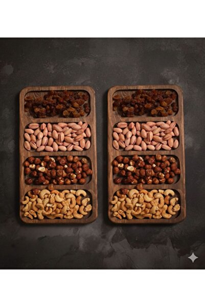 Rabo Craft 2-Piece Solid Wood Snack Plate - Breakfast - Coffee - Fruit Presen...