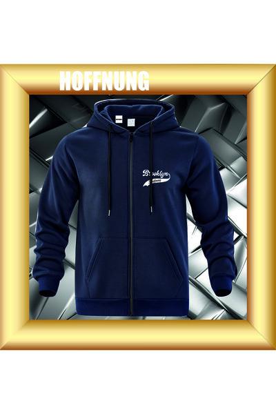 HOFFNUNG Unisex Cotton Oversize Brooklyn Hoffning Printed Hooded Collar Comfo...