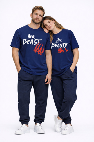 NEVERMIND Set de tricouri unisex pentru cupluri, supradimensionate, cu mesaju...