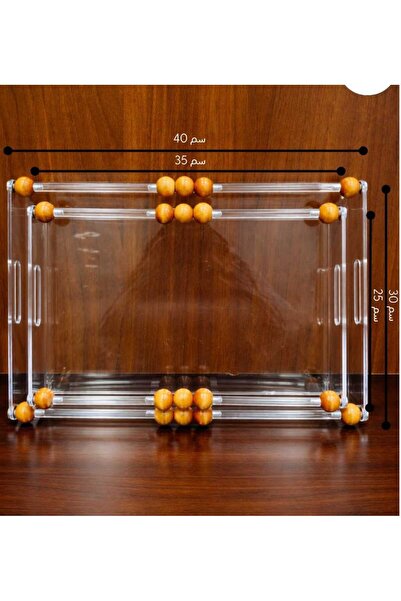 AL-GANNAS Acrylic serving tray set (2 pieces) with chrome metal rollers.