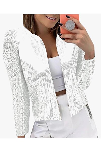 SuElo GÜMÜŞ PUL PAYETLİ CEKET