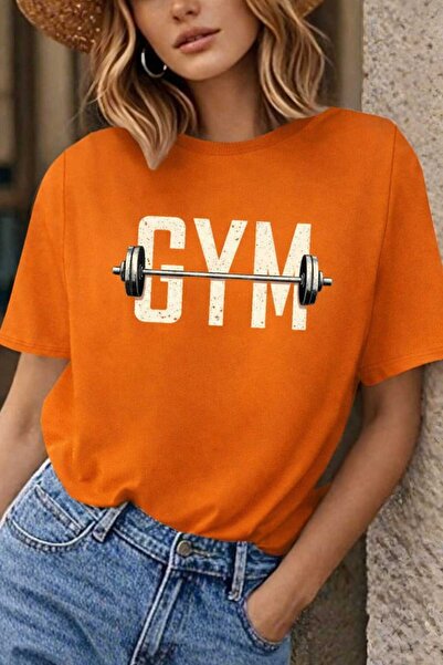 New Shine Gym Printed Orange Unisex T-Shirt
