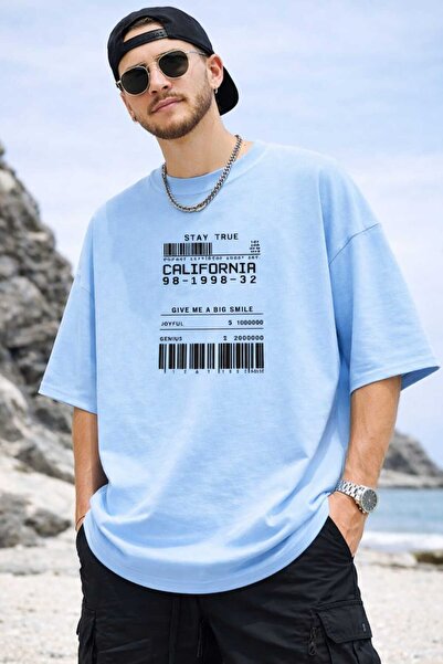 New Shine Μπλουζάκι Baby Blue με τυπωμένο barcode