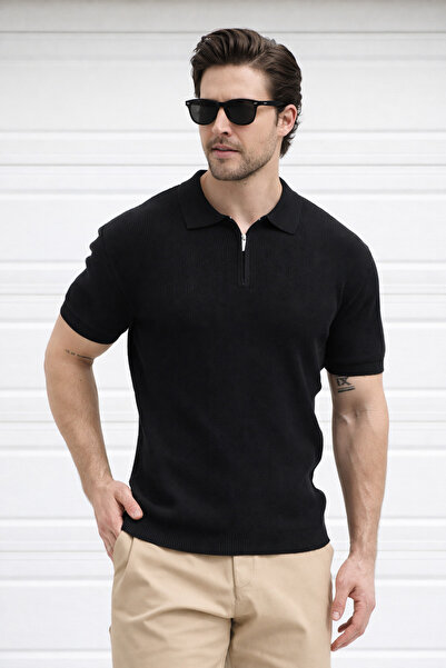 Delpino Πλεκτό Polo Neck Ανδρικό βαμβακερό T-shirt