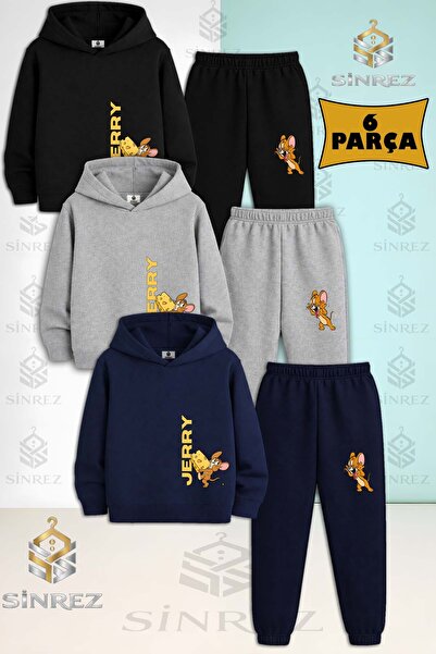 SİNREZ Set de trening cu glugă pentru copii, unisex, JERRY SINGLE CHEESE CALA...