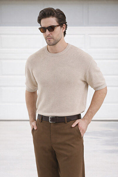 Delpino Crew Neck Knitwear Men's Cotton T-Shirt