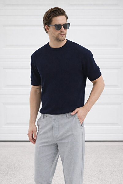 Delpino Crew Neck Knitwear Men's Cotton T-Shirt