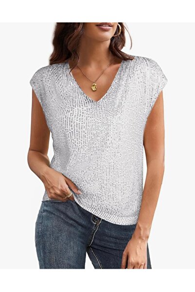 SuElo GÜMÜŞ PUL PAYETLİ BLUZ