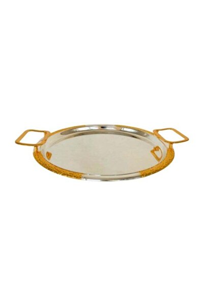 AZOZ MERCHLY Round iron tray, gold and silver, 35 cm