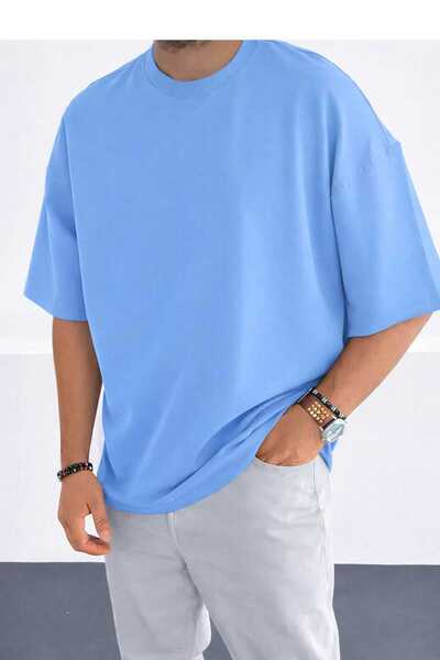 New Shine Tricou unisex de culoare uni, albastru bebeluș