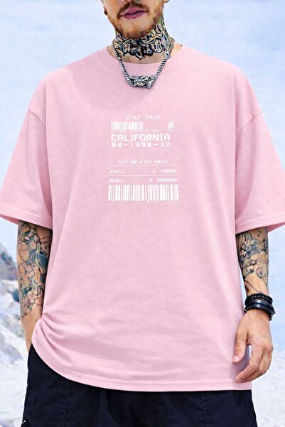New Shine Barcode Printed Pink T-Shirt