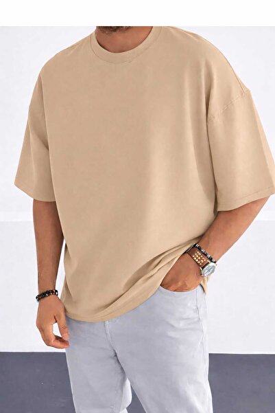 New Shine Solid Color Beige Unisex T-Shirt