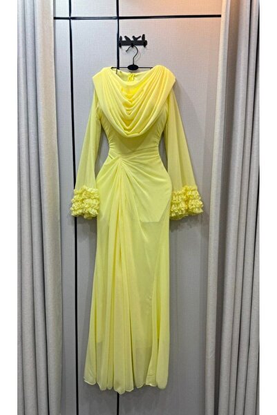 Kayla Lemon chiffon maxi dress
