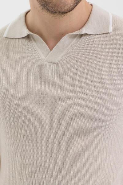 Delpino Polo Neck Knitwear Men's Cotton T-Shirt