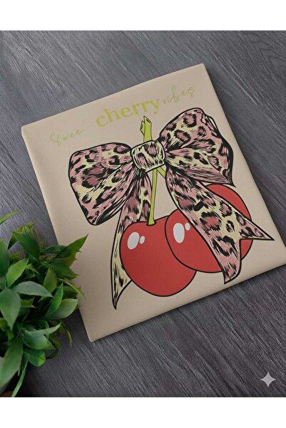 New Shine Cherry Cherry Printed Beige Unisex T-Shirt