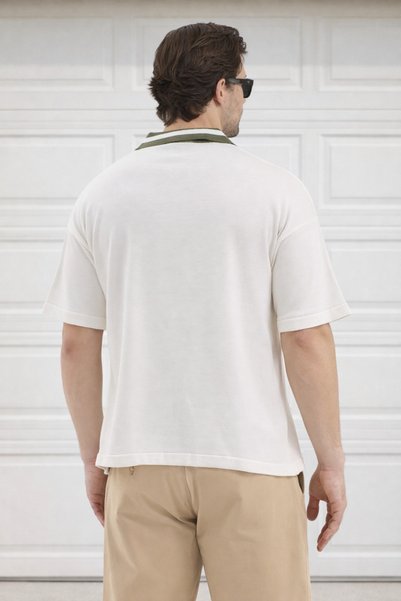 Delpino Polo Neck Knitwear Men's Cotton T-Shirt