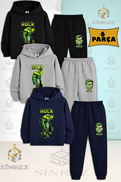 SİNREZ Set de trening cu glugă pentru copii, unisex, HULK, cu litere și pictu...