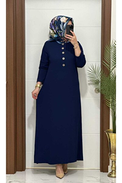 MODA ALMİRA F12 K 80 LACİVERT ÖNÜ DÜGMELİ DİLARA ELBİSE