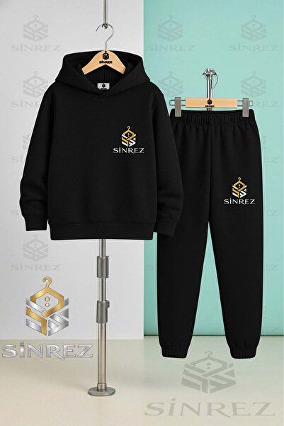 SİNREZ Children's Unisex Sinrez Alt Ust Logo Printed Hooded Tracksuit Set