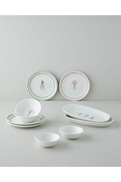 English Home Violet Porselen Kahvaltı Takımı 10 parça 4 kişilik Renkli