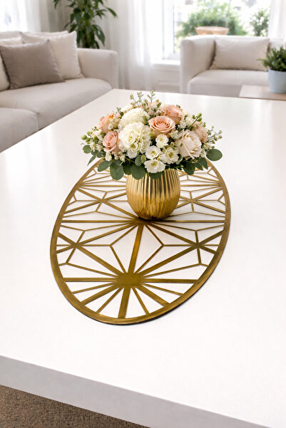 Diva Home Mirrored Shiny Gold Faux Leather 33 X 100 Runner