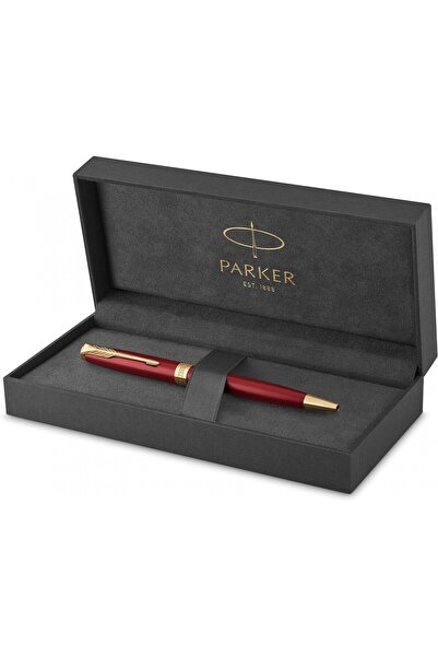 Parker قلم حبر جاف من سونيت ليك بتصميم ذهبي أحمر، طرف M، حبر أزرق
