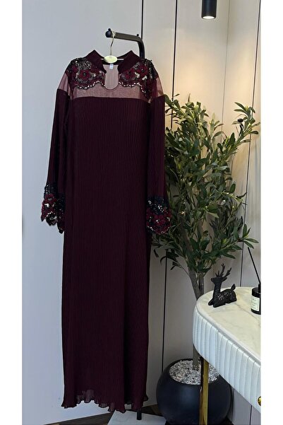 Special-DIARA Royal pleated dress in burgundy