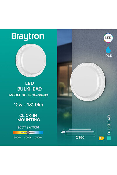 Braytron Modern Mimari İçin Su Geçirmez OvalTasarım: 12W 3 Renkli LED Aplik