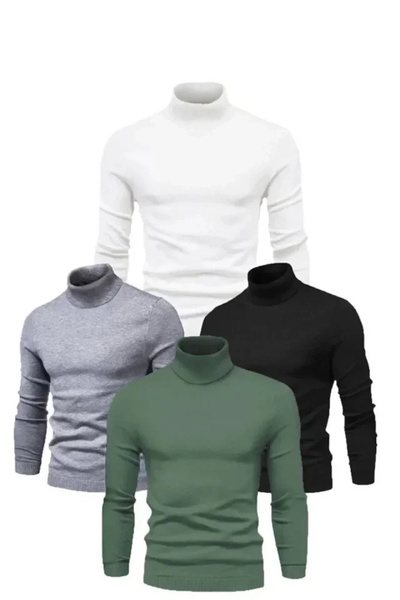 FRESCO SCARFS Uslucan Alişveri̇ş 4 Pieces Unisex K Ribbed Knit High-Neck Full...