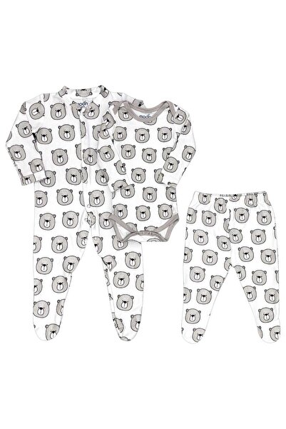 Moon - طقم هدايا للأطفال مكون من 3 قطع - عضوي - بنقشة دب