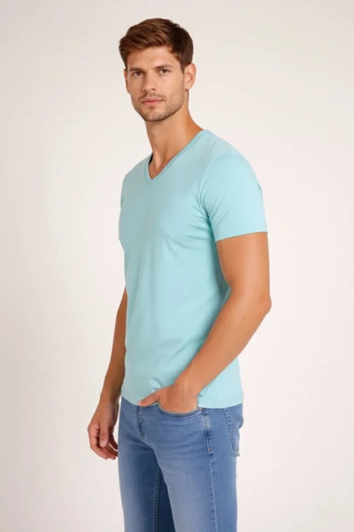 Veraura Lifestyle Men's T-Shirt V-Neck Slim Fit Slim Fit Lycra T-Shirt Daily ...
