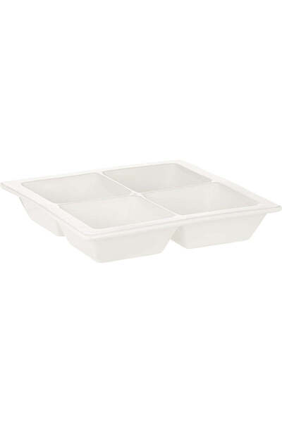 Symphony White Ceramic 4-Compartment Square Dish