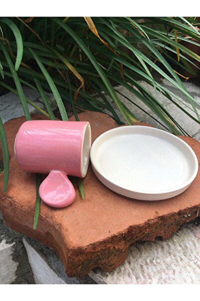 seramikanaz Handmade Ceramic Pink Colored Turkish Coffee Cup