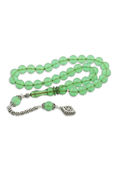 Caseras Supertrend ​ Silver Tassel Green Globe Fire Amber Prayer Beads