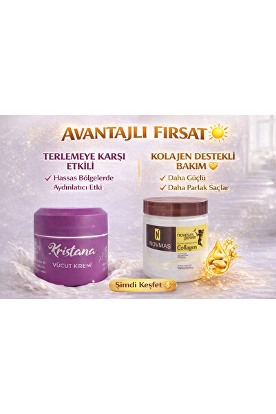 NOVMAS Avantajlı Bakım Seti – Terleme Karşıtı Vücut Kremi & Kolajen Saç Maske...