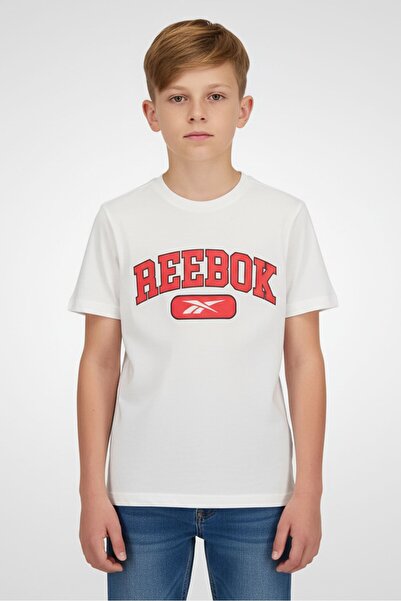 Reebok Kids Boy Sportswear Fit Brand Logo Outdoor T-Shirt, White