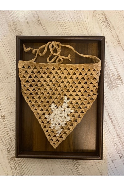 Tasarım El Yapımı Dantel Detaylı Örgü Bandana , Bandana